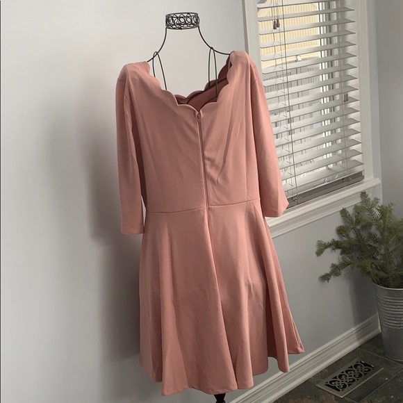Blush Pink Scalloped Midi Dress - Picture 4 of 5